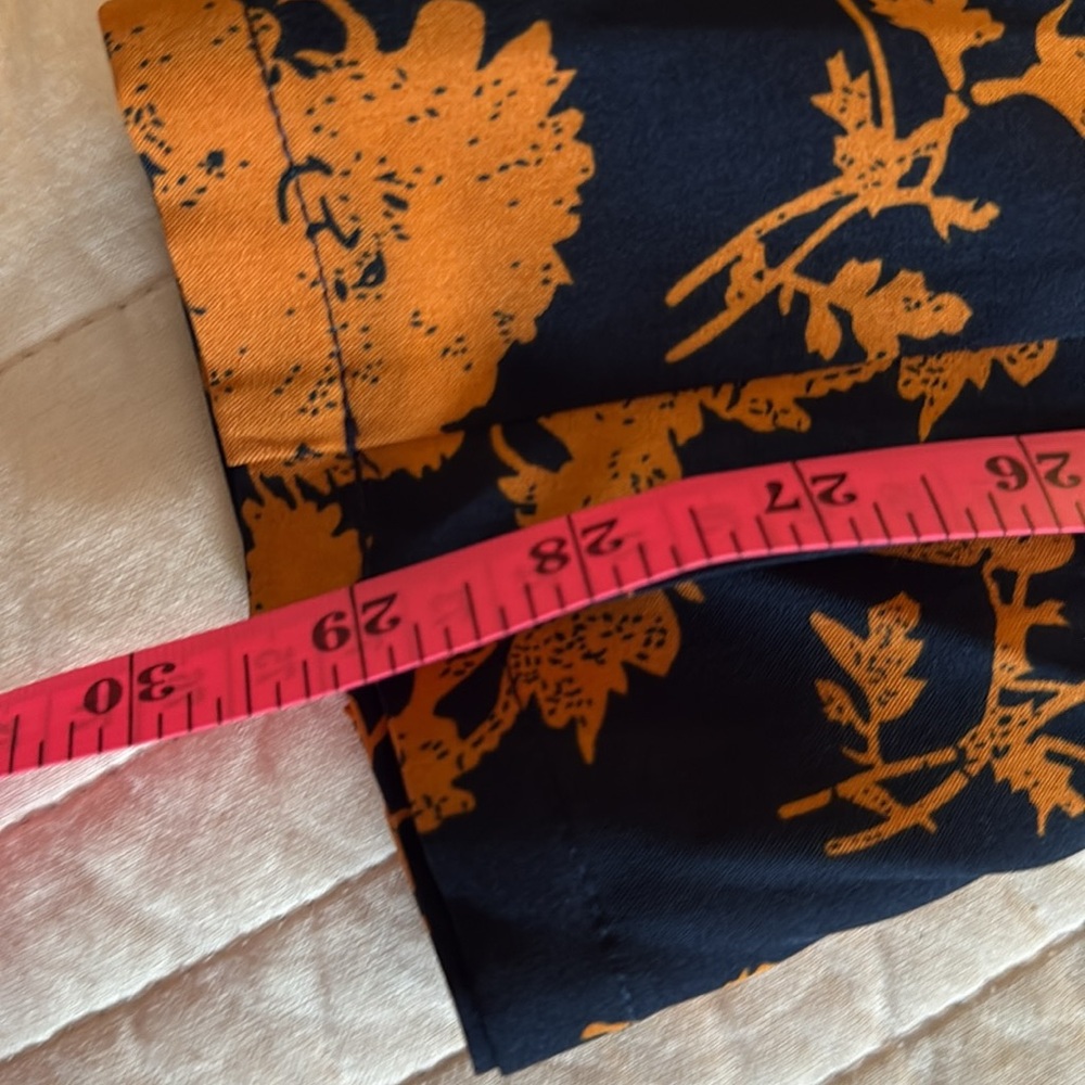 Navy and Orange Floral Palazzo Pants - Picture 9 of 10